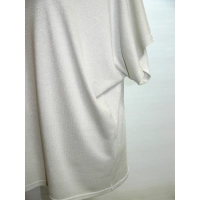 Delikatny wieczorowy SWETER Oversize z dekoltem - srebrny błysk